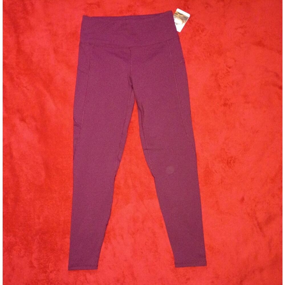 NWT Willit Activewear Leggings Maroon Womens Size 6/7 Pockets Stretch Comfort